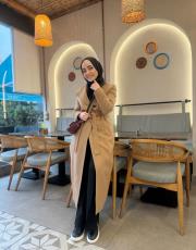 camel punto nakışlı kaşe kaban 3