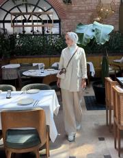 bej naturel keten blazer takım 3