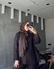 kahve dina keten  gömlek takım 2