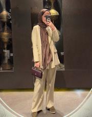 bej hüliya blazer takım 2