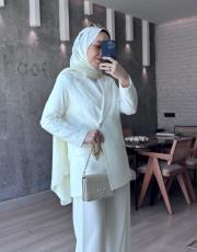 beyaz hüliya blazer takım