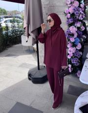 bordo nakışlı takım