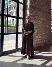 kahve a pileli elbise  2