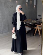 siyah a pileli elbise 