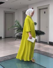 yeşil a pileli elbise  2