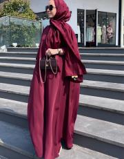 bordo a pileli elbise 