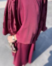 bordo a pileli elbise  4