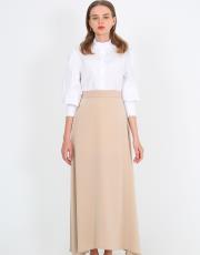 bej  klasik kloş  krep etek 4