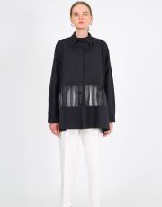 siyah organze  detaylı gömlek