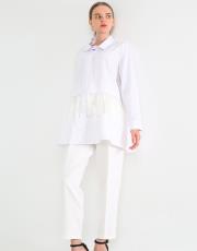 beyaz organze  detaylı gömlek