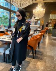 siyah piano kaşe kısa  oversize palto