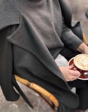 antrasit piano kaşe kısa  oversize palto 3