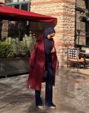 bordo piano kaşe kısa  oversize palto 2